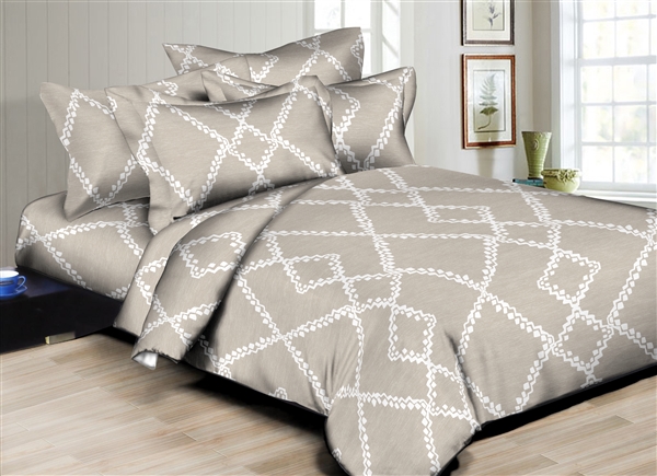 Lacey Diamonds Taupe 6PC Twin Bedding Set