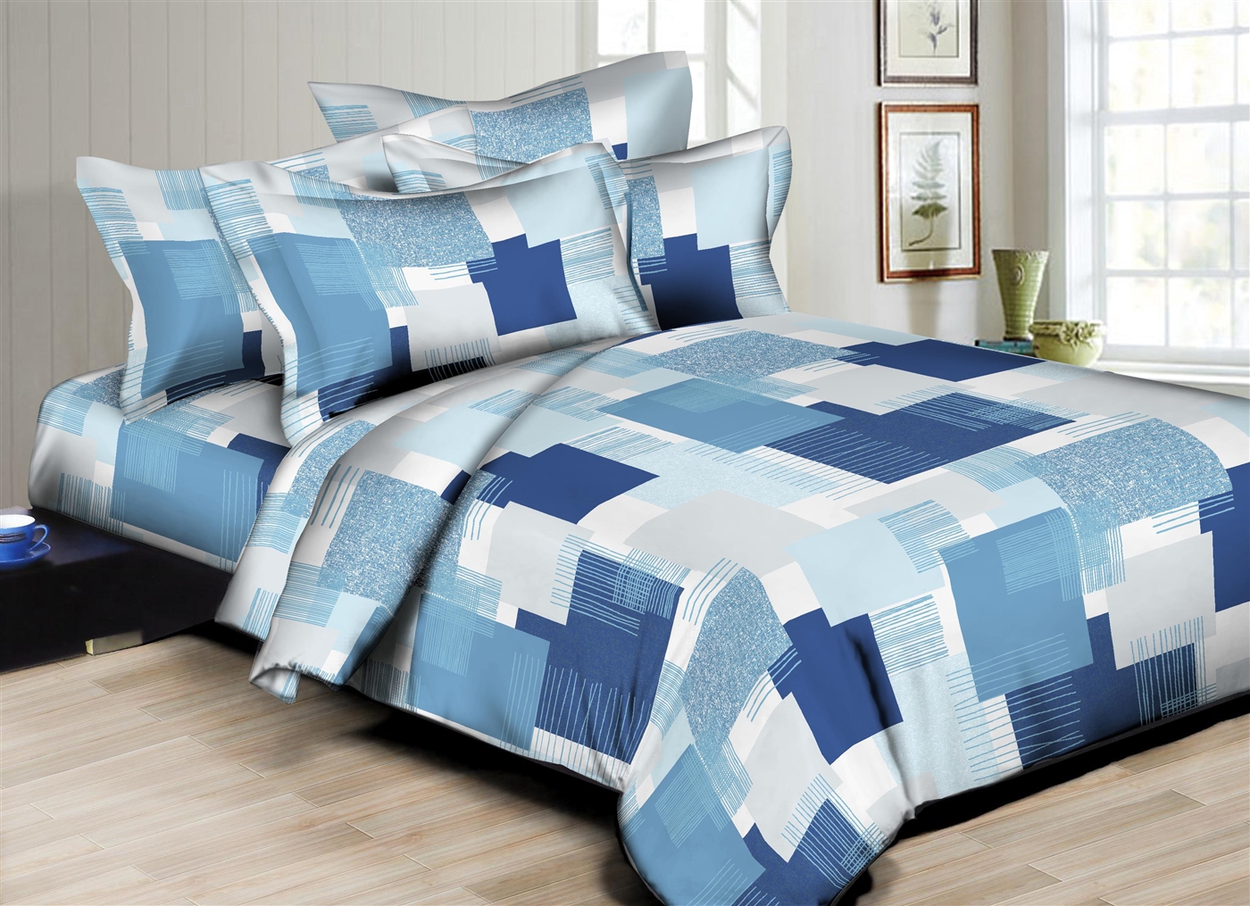 Patchy Squares Blue 6PC Twin Bedding Set