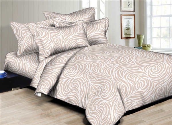 Superity Linen: Swirly Foliage Taupe 6PC Twin Bedding Set
