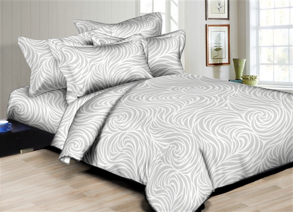 Superity Linen: Swirly Foliage Grey 6PC Twin Bedding Set