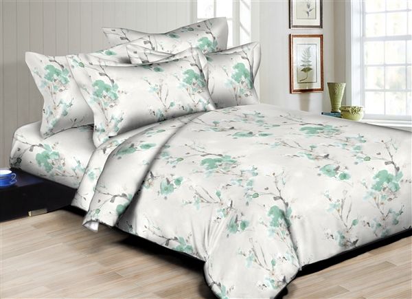 Superity Linen: Flowery Spread Green 6PC Twin Bedding Set