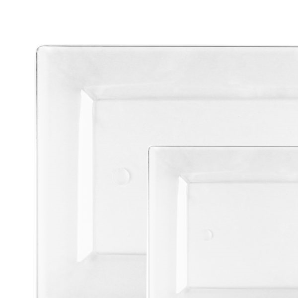 Rectangle Splendid Heavy Duty Plastic Plates 10 count - Clear/White