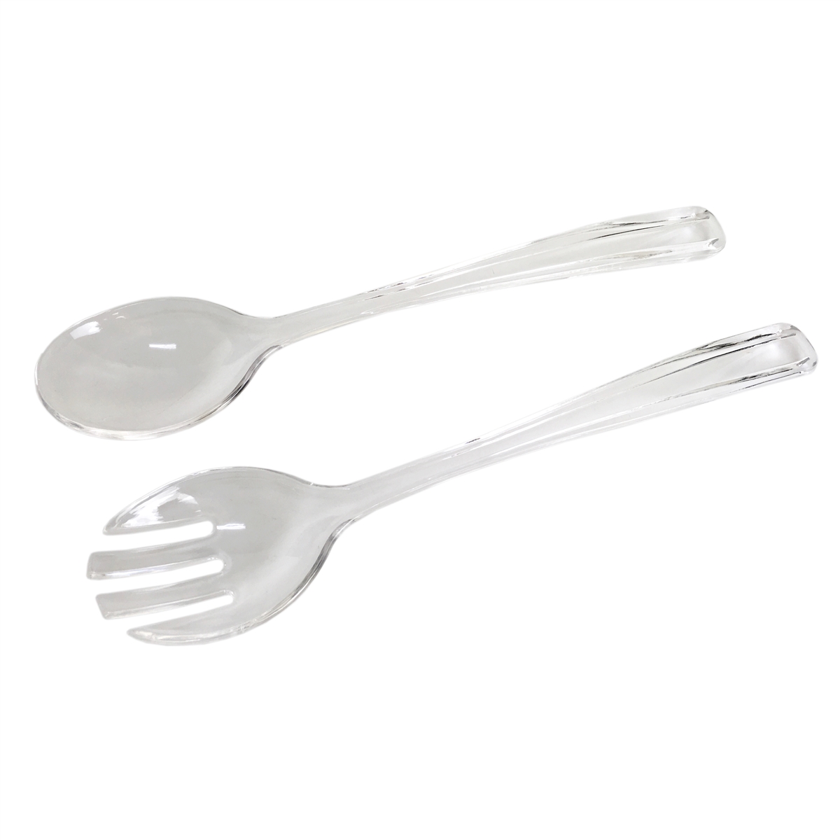 Clear Lucite Salad Spoon and Fork Set