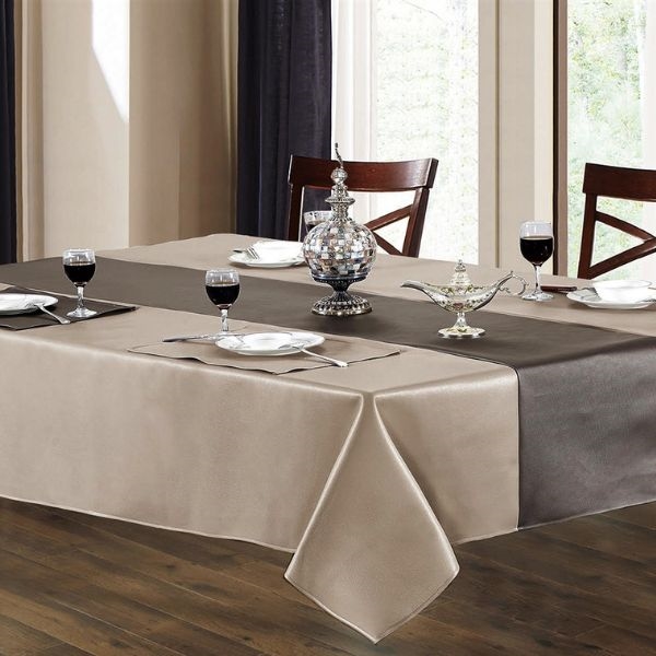 Sonoma Beige & Chocolate Grey Faux Leather Tablecloth, Ivory and Gold alligator skin faux leather vinyl feel tablecloth, leather tablecloths, leather table linens