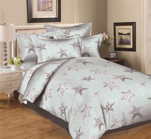 Better Bed Collection: Starfish Paradise Blue 8PC Bedding Sets-200 Thread Count