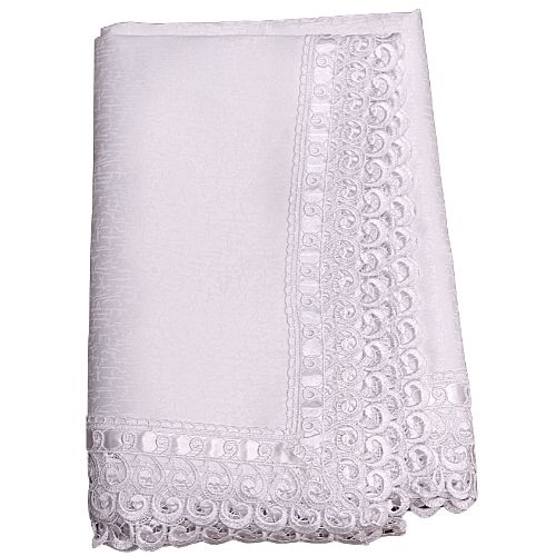 Luxury white lace border  Patterned Tablecloth