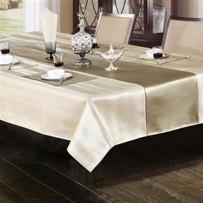 Ventura Faux Leather Ivory & Platinum Tablecloth - Luxury Table Covers