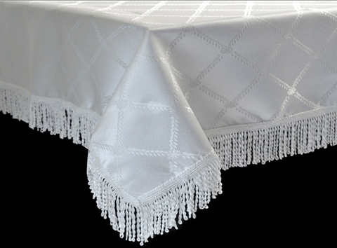 Beige or White Diamond Damask Tablecloth, vintage damask table linen