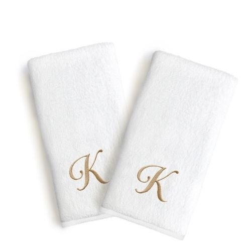 Six Monogrammed Fingertip Towel Set - Choose Letter/Color