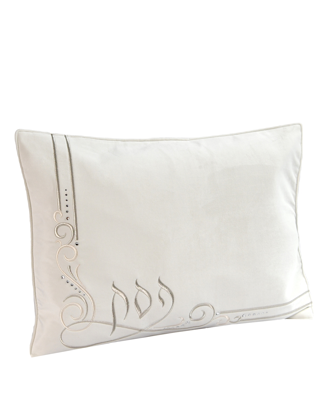 Velvet Embroidered  Engraved Swirl Ivory Pillow Case