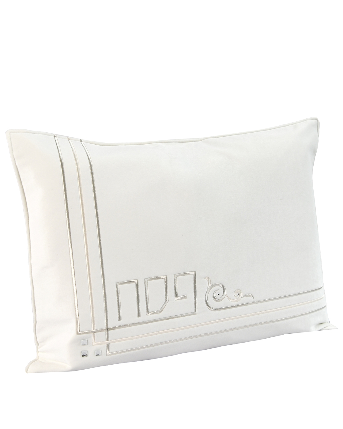 Velvet Ivory Embroidered Pillow Case
