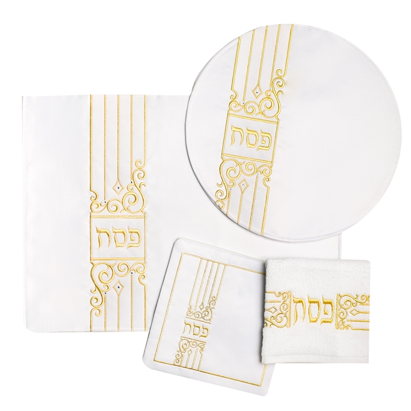 White and Gold Passover 4PC Set