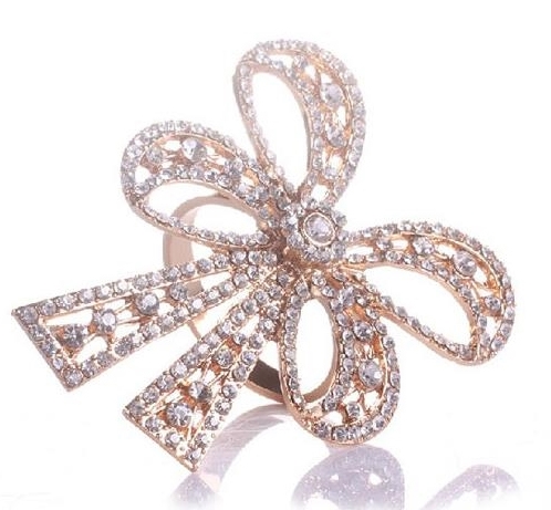 Diamond Bowtie Gold Napkin Ring, Decorative Table Accessories