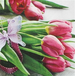 Fuschia Tulips Decorative Napkins - 20 count, Decorative Paper Napkins
