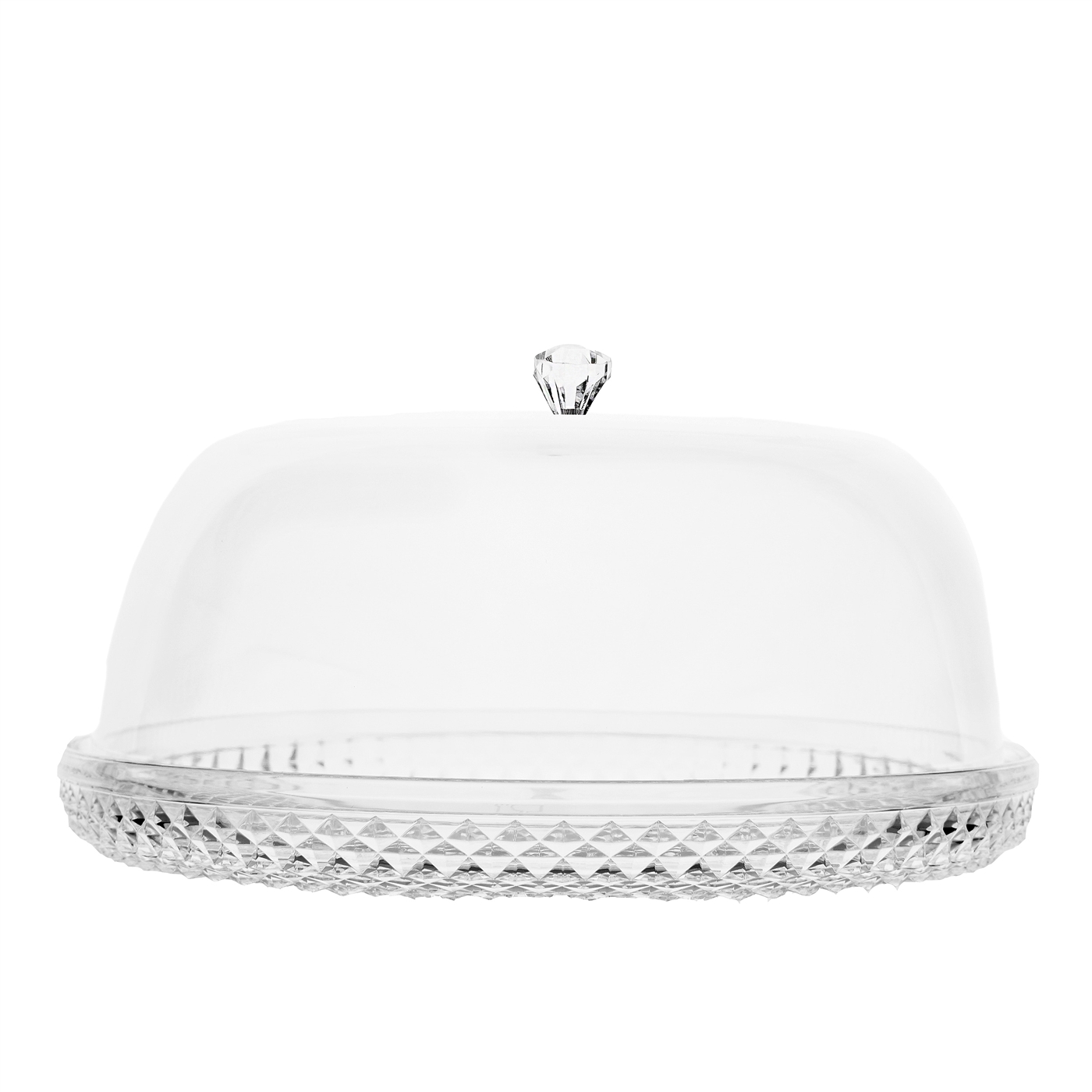 Lucite Cake Dome Platter with Crystal Effect