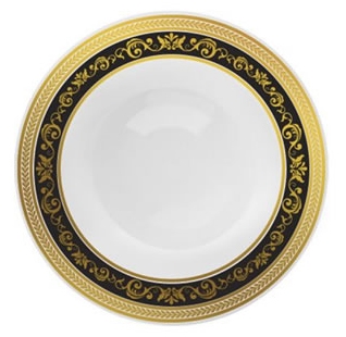 Royal Collection White w/ Black and Gold Royal Border Plastic Bowls - 10ct