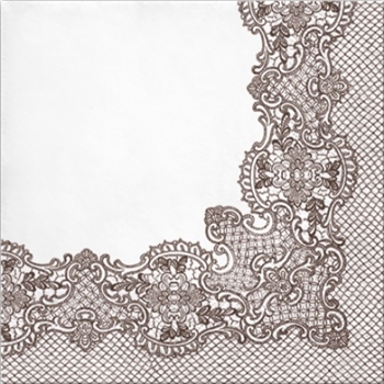 White with Brown Lace Design Decorative Napkins, 20 ct - Dinner Party & Holiday Napkins