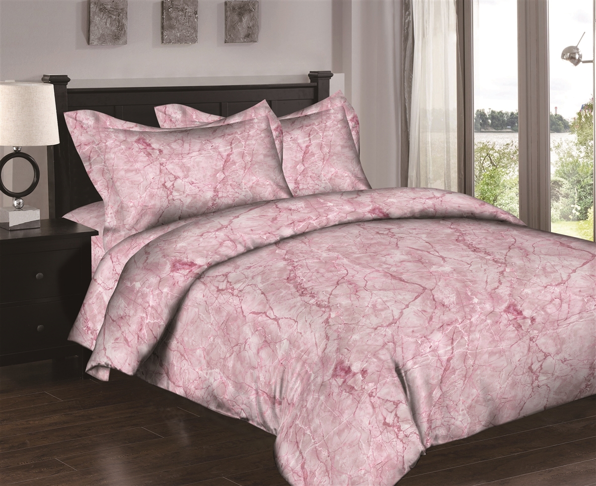 Superior Linen: Marble-Pink 6PC Twin Bedding Set