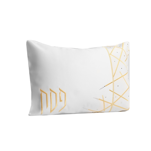 Velvet White/Gold Embroidered Pillow Case
